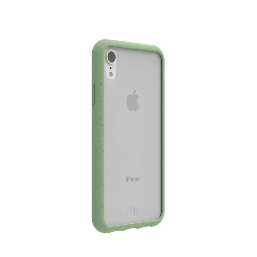 Pela Clear iPhone XR Case with Sage Green Ridge